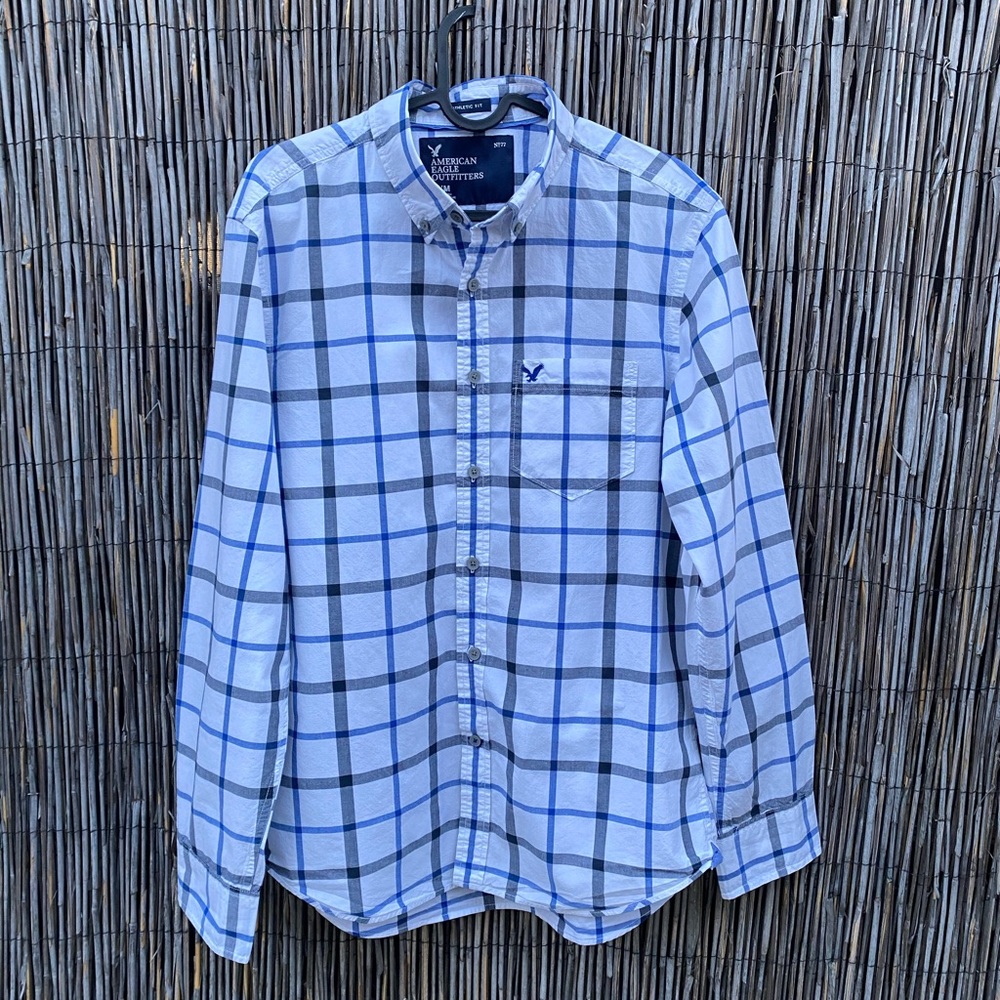 🦅American Eagle Plaid Long Sleeve Collar Shirt🦅
